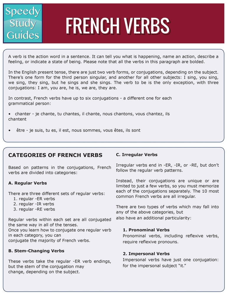 French Verbs (Speedy Study Guides: Academic)
