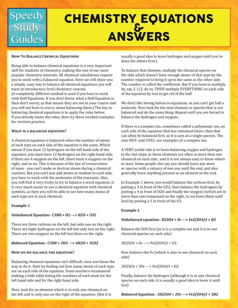 Chemistry Equations & Answers