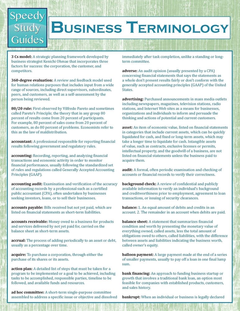 Business Terminology (Speedy Study Guides)