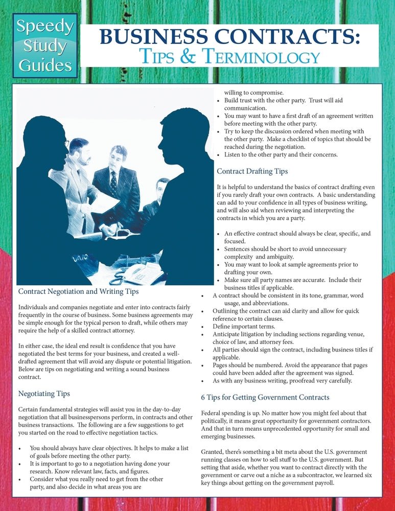 Business Contracts: Tips And Terminology (Speedy Study Guides)