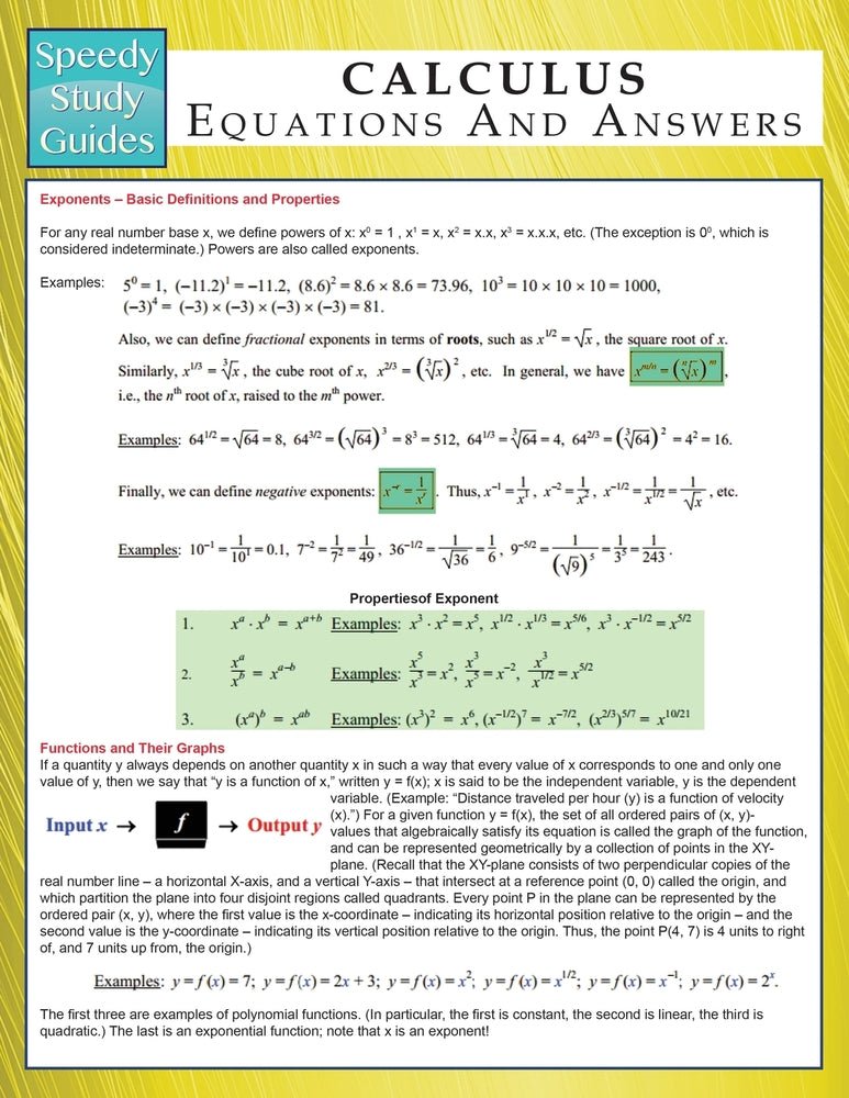 Calculus Equations And Answers (Speedy Study Guides)