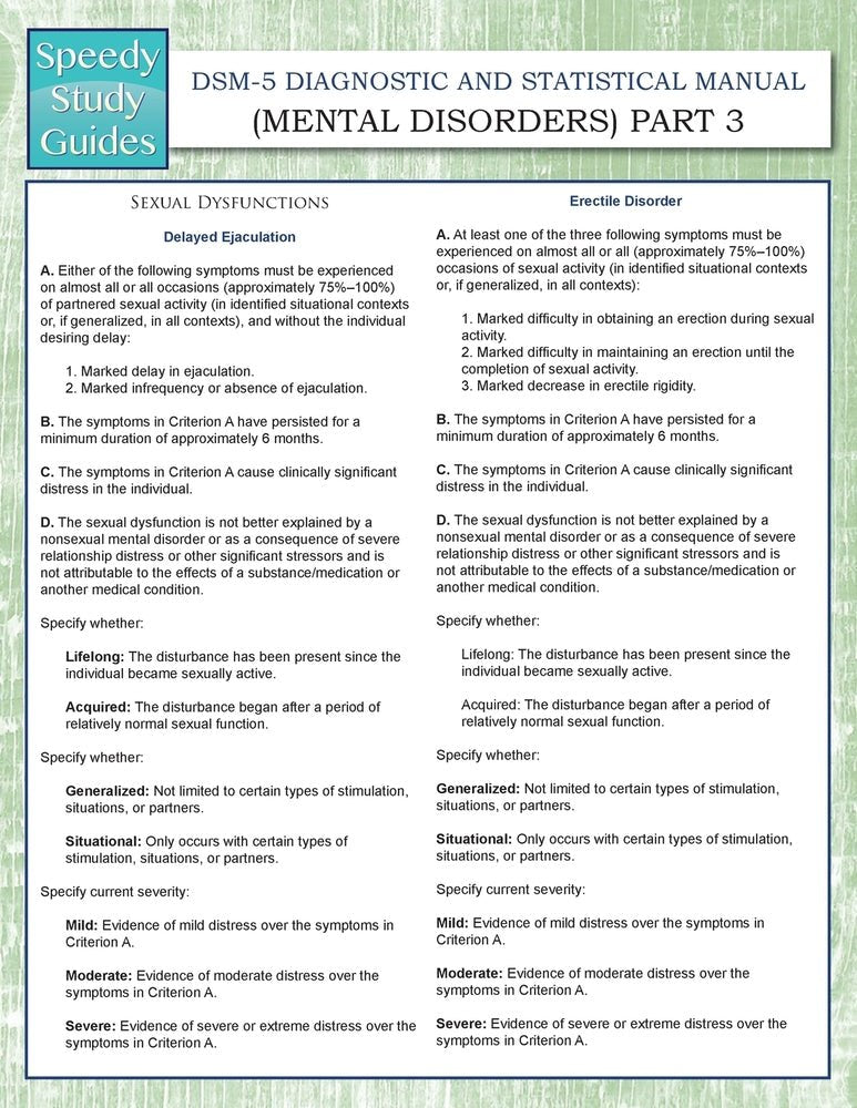 DSM-5 Diagnostic and Statistical Manual (Mental Disorders) Part 3 (Speedy Study Guides)