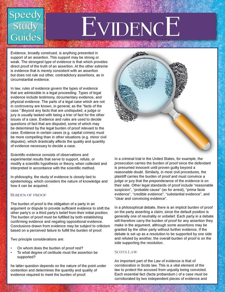 Evidence (Speedy Study Guides)