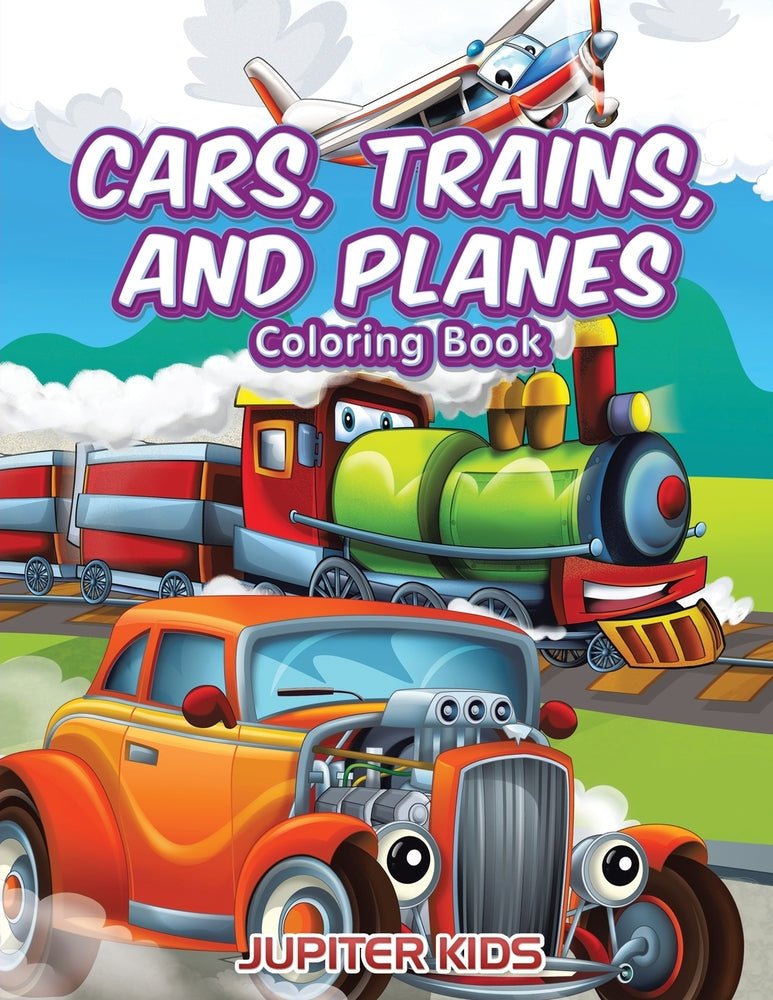 Cars, Trains and Planes Coloring Book