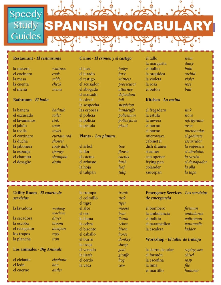 Spanish Vocabulary (Speedy Study Guides: Academic)