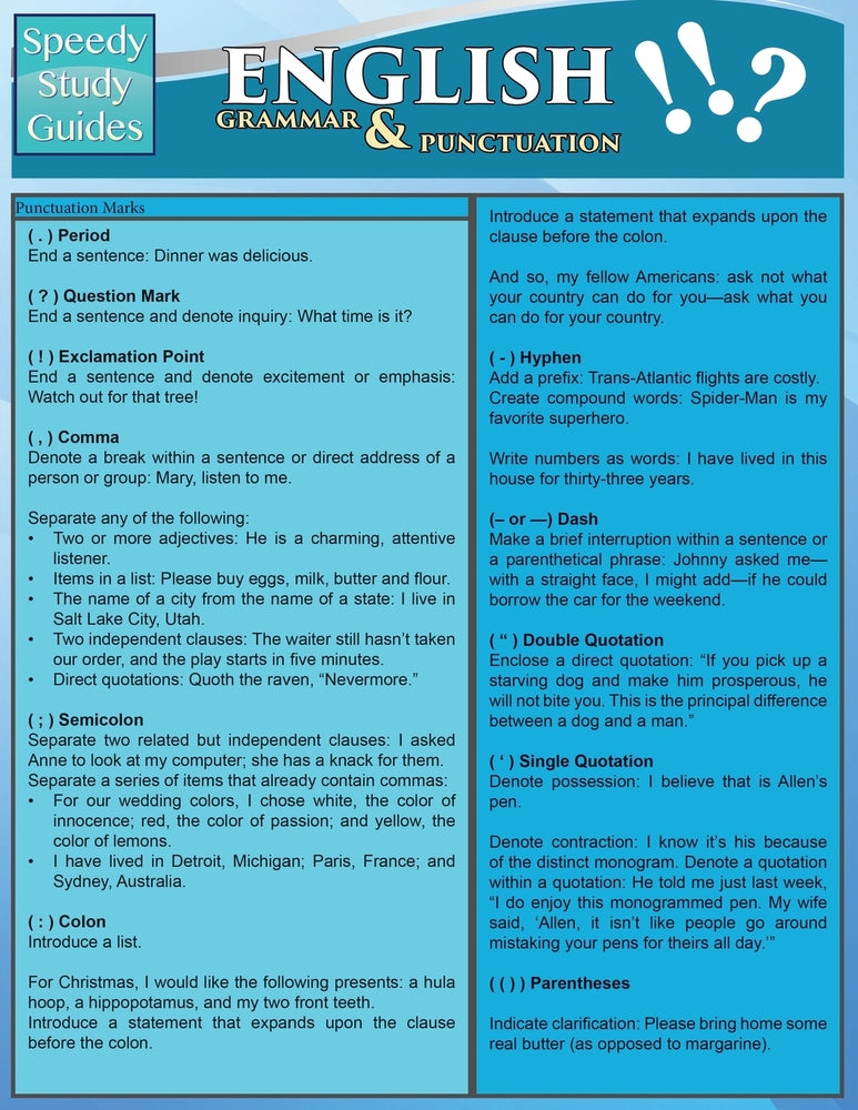 English Grammar & Punctuation (Speedy Study Guides: Academic)