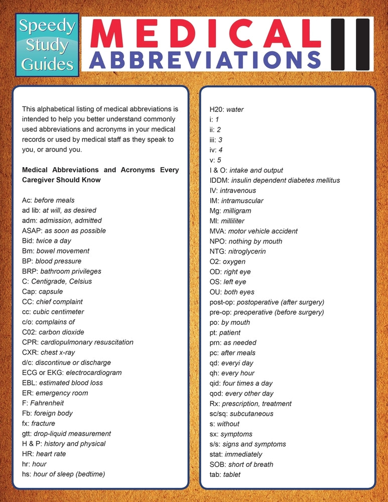 Medical Abbreviations II (Speedy Study Guide)