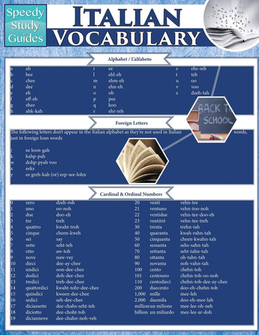 Italian Vocabulary (Speedy Study Guides: Academic)