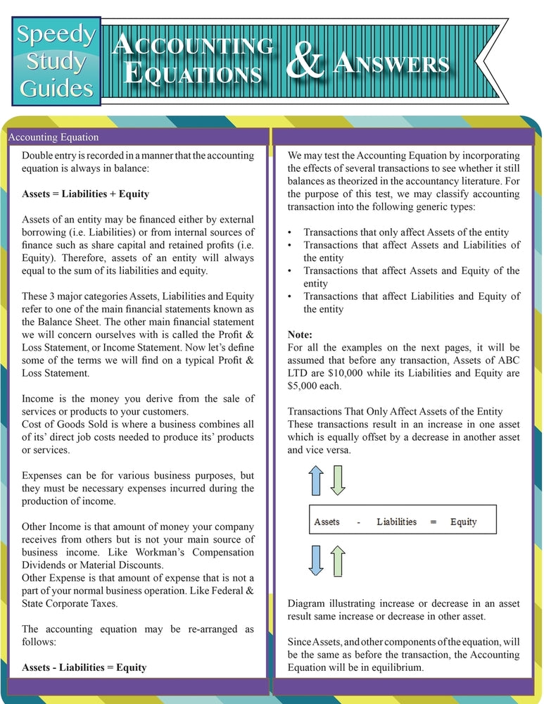 Accounting Equations and Answers (Speedy Study Guides: Academic)