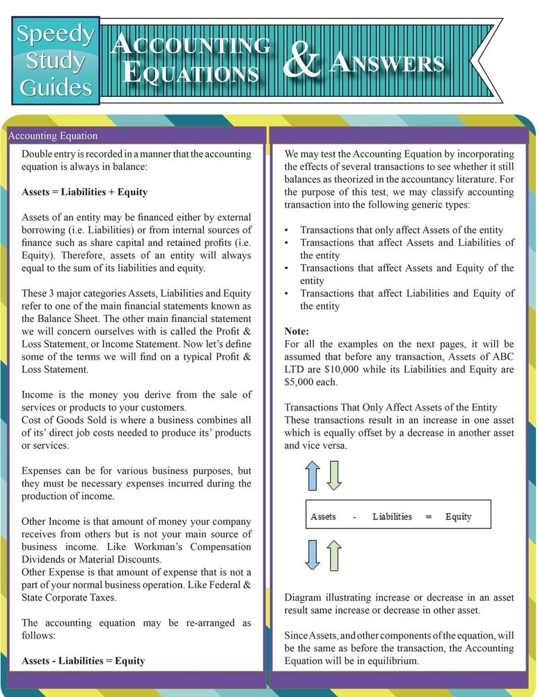 Accounting Equations and Answers (Speedy Study Guides: Academic)
