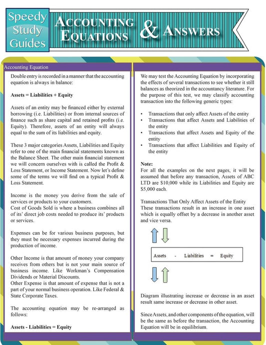 Accounting Equations and Answers (Speedy Study Guides: Academic)