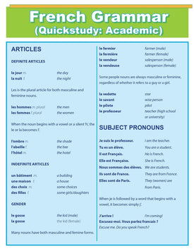 French Grammar: Quick Study Academic