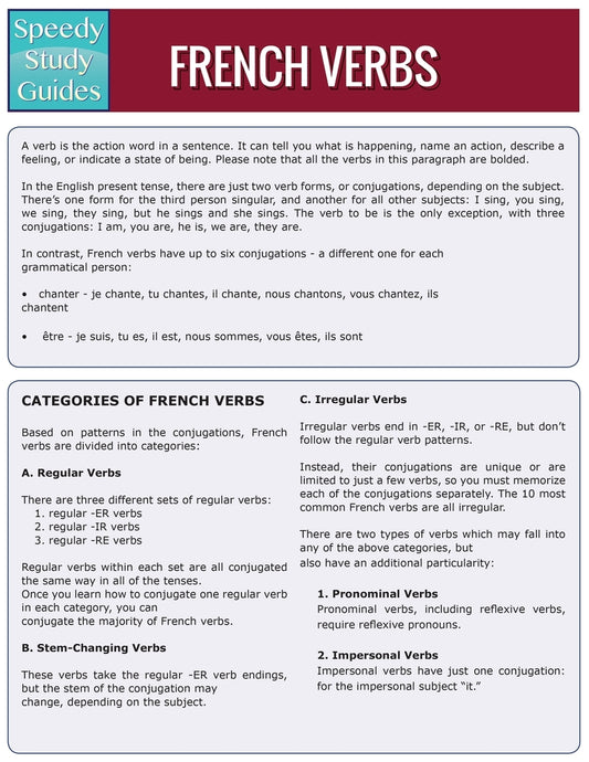 French Verbs (Speedy Study Guides: Academic)