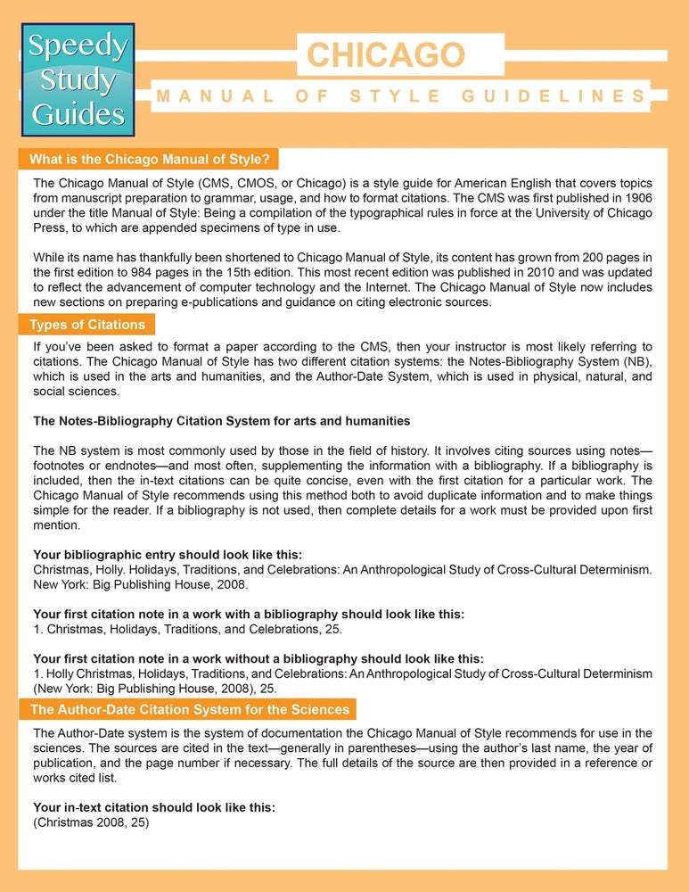 Chicago Manual of Style Guidelines (Speedy Study Guide)