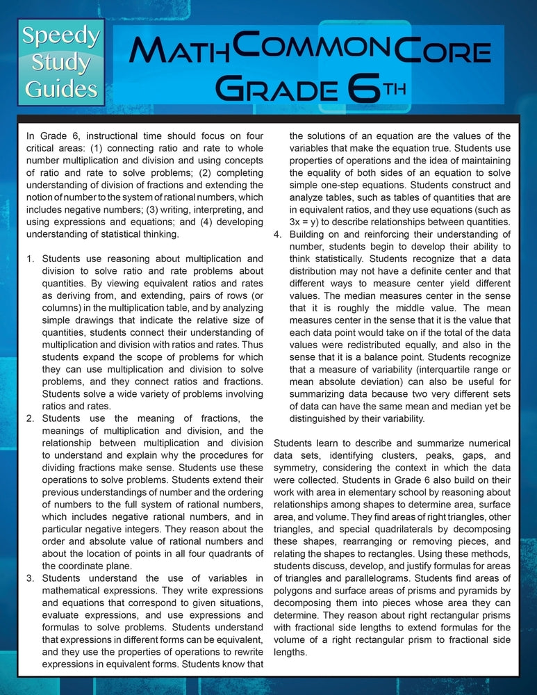 Math Common Core 6th Grade (Speedy Study Guide)