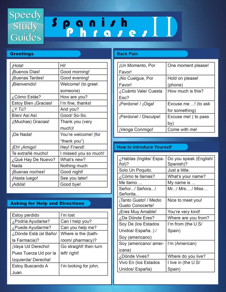 Spanish Phrases II (Speedy Study Guide)
