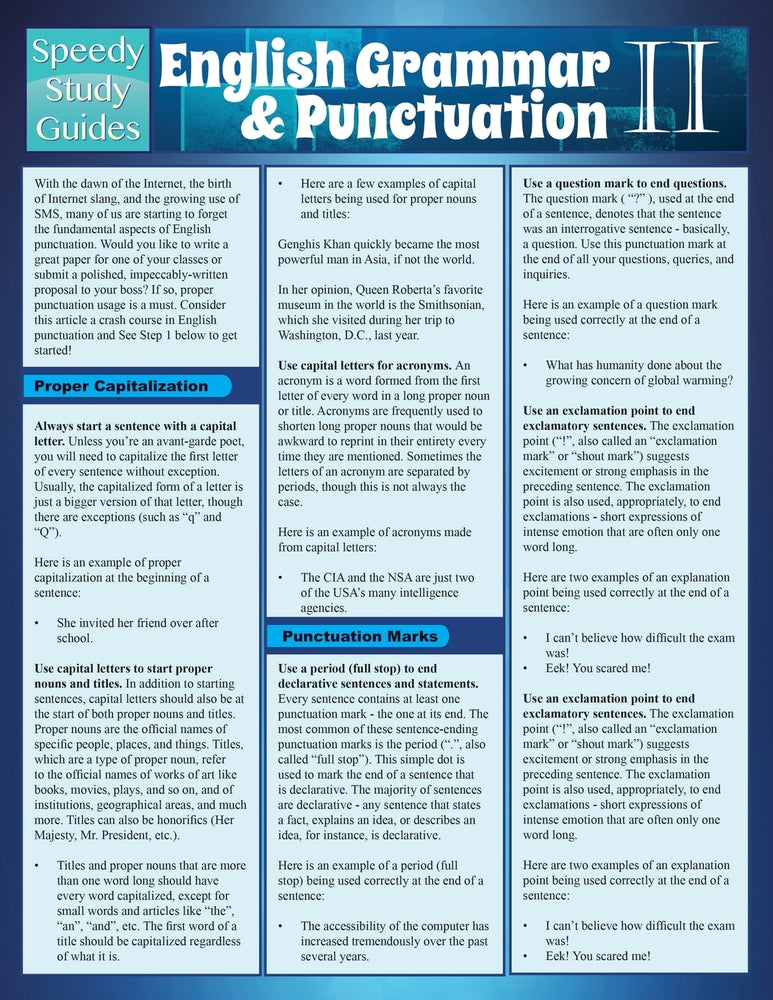 English Grammar & Punctuation II (Speedy Study Guide)