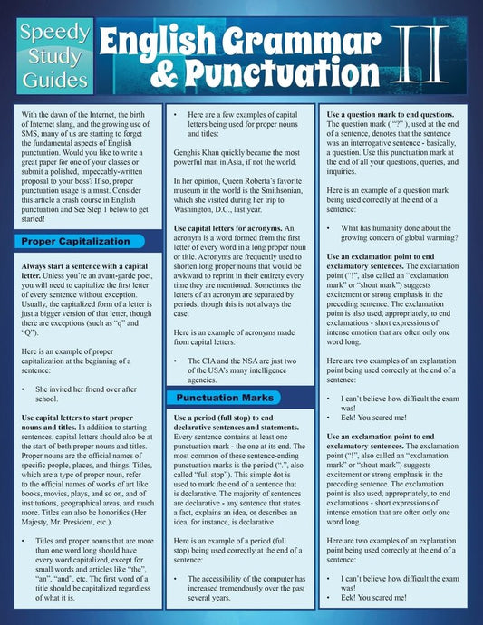 English Grammar & Punctuation II (Speedy Study Guide)