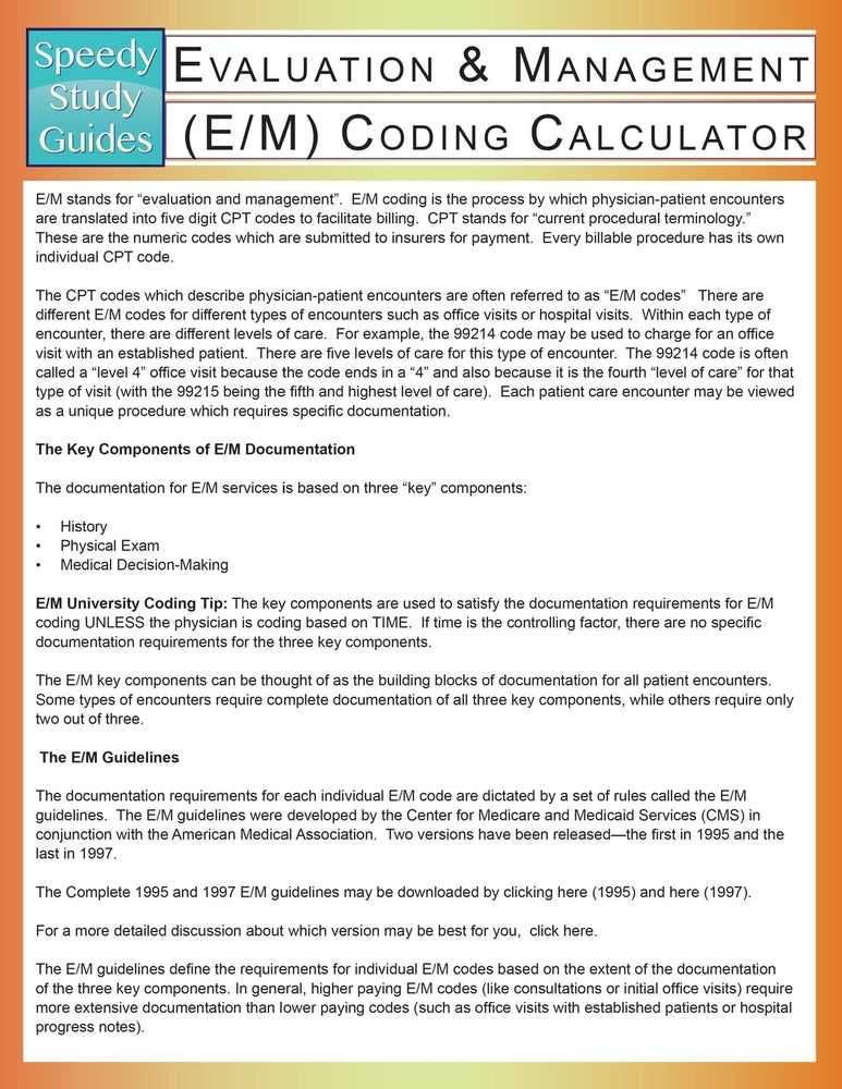 Evaluation & Management (E/M) Coding Calculator