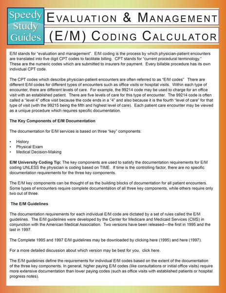 Evaluation & Management (E/M) Coding Calculator – Speedy Publishing LLC