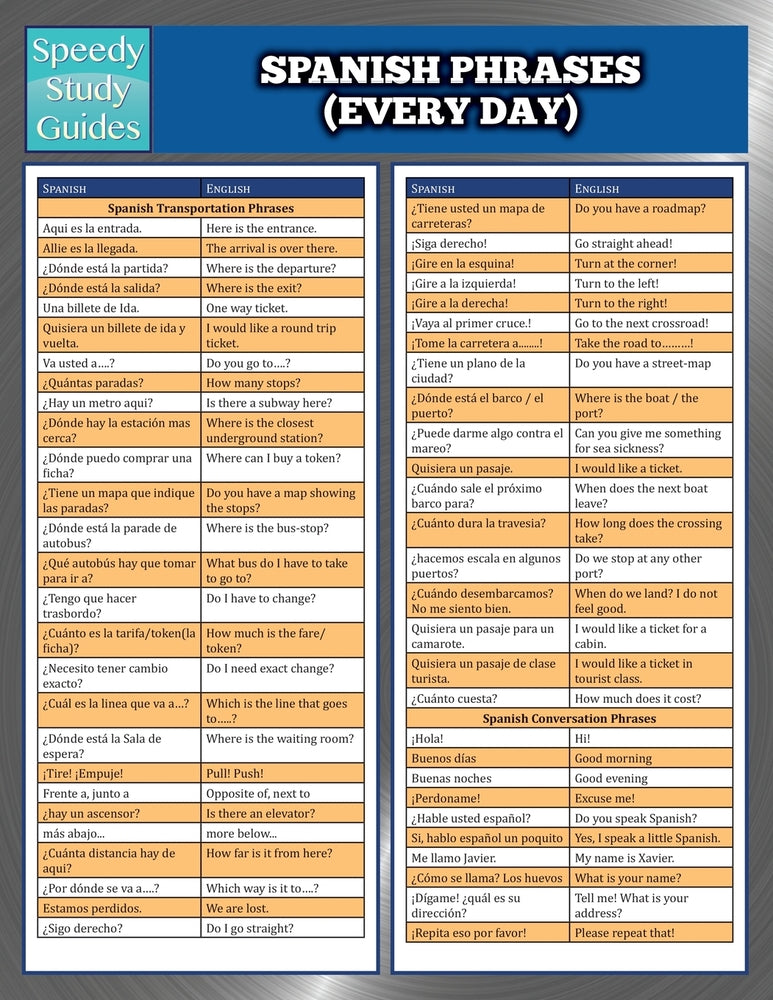 Spanish Phrases (Everyday) (Speedy Study Guides)