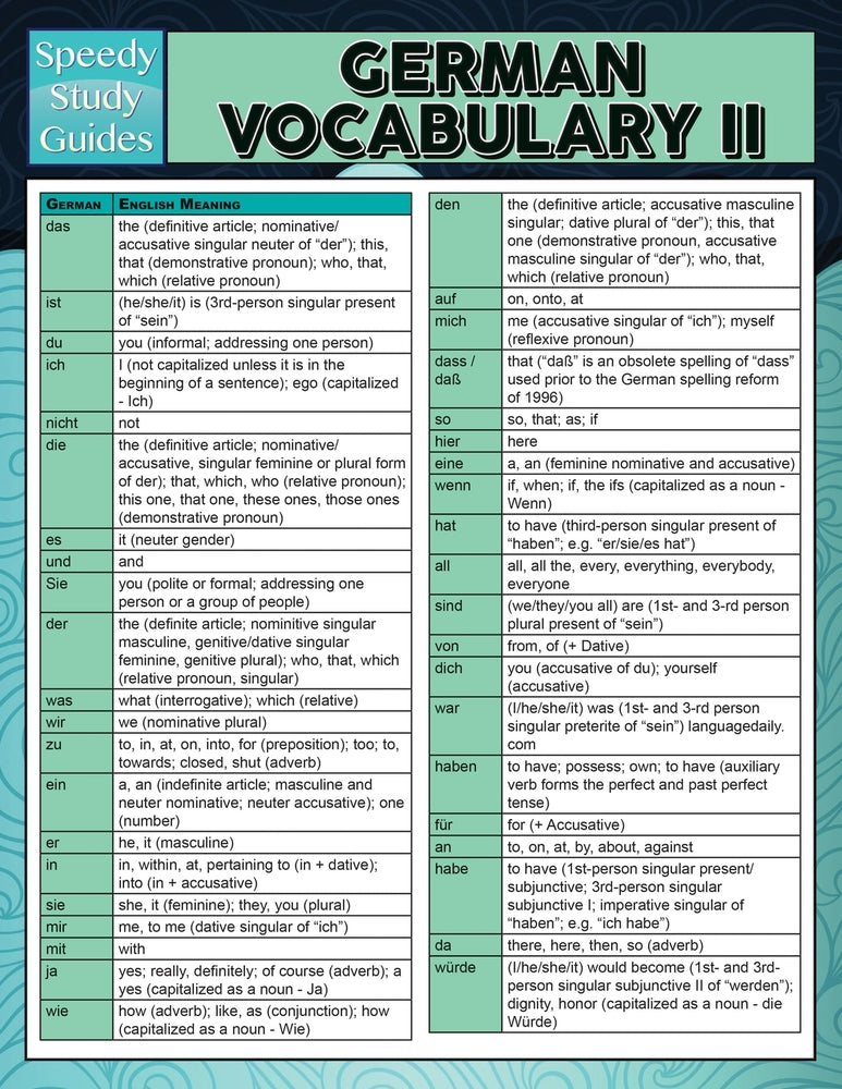 German Vocabulary II (Speedy Language Study Guides)