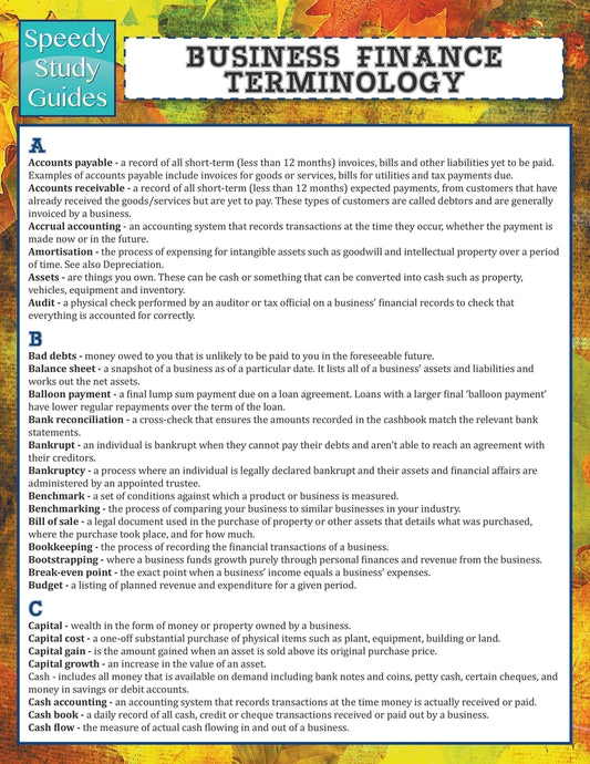 Business Finance Terminology (Speedy Study Guide)