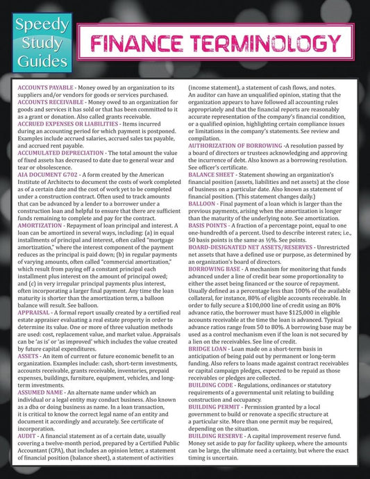 Finance Terminology (Speedy Study Guide)