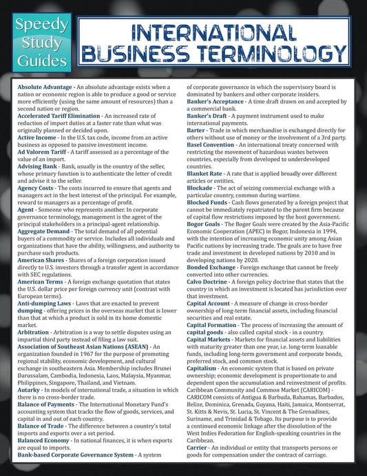 International Business Terminology (Speedy Study Guide)
