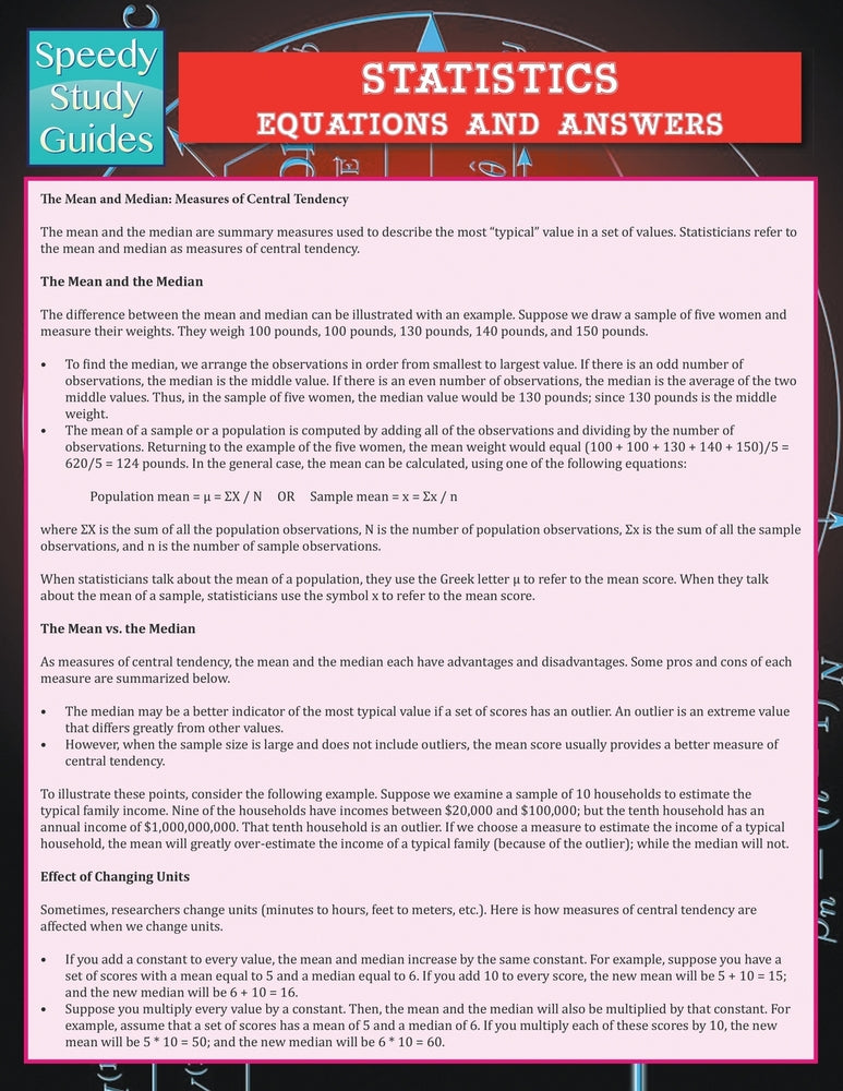 Statistics Equations And Answers (Speedy Study Guide)