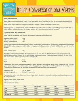 Italian Conversation and Verbs (Speedy Language Study Guide)