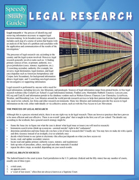 Legal Research (Speedy Study Guide)