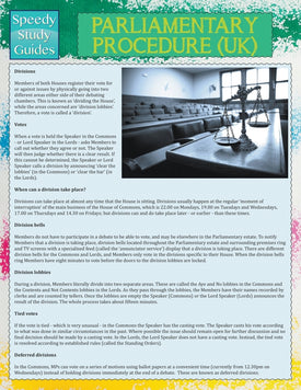 Parliamentary Procedure (UK) (Speedy Study Guide)