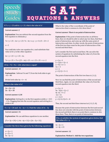 SAT Equations & Answers (Speedy Study Guide)