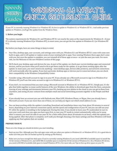Windows 8.1 Update Quick Reference Guide – Speedy Publishing LLC