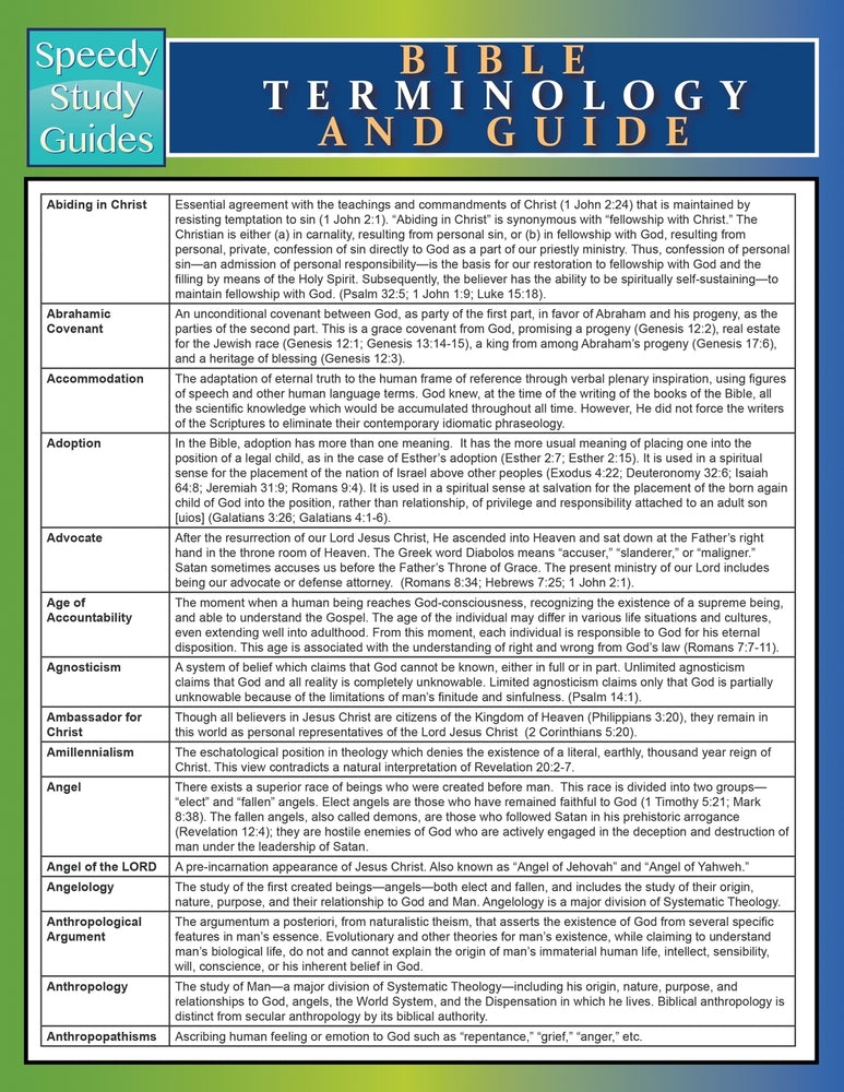 Bible Terminology and Guide (Speedy Study Guide)