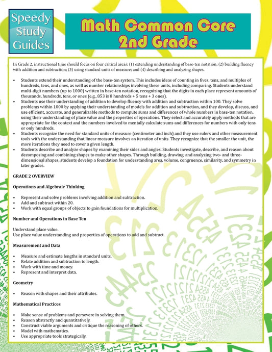 Math Common Core 2nd Grade (Speedy Study Guide)