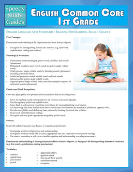 English Common Core 1st Grade (Speedy Study Guide)