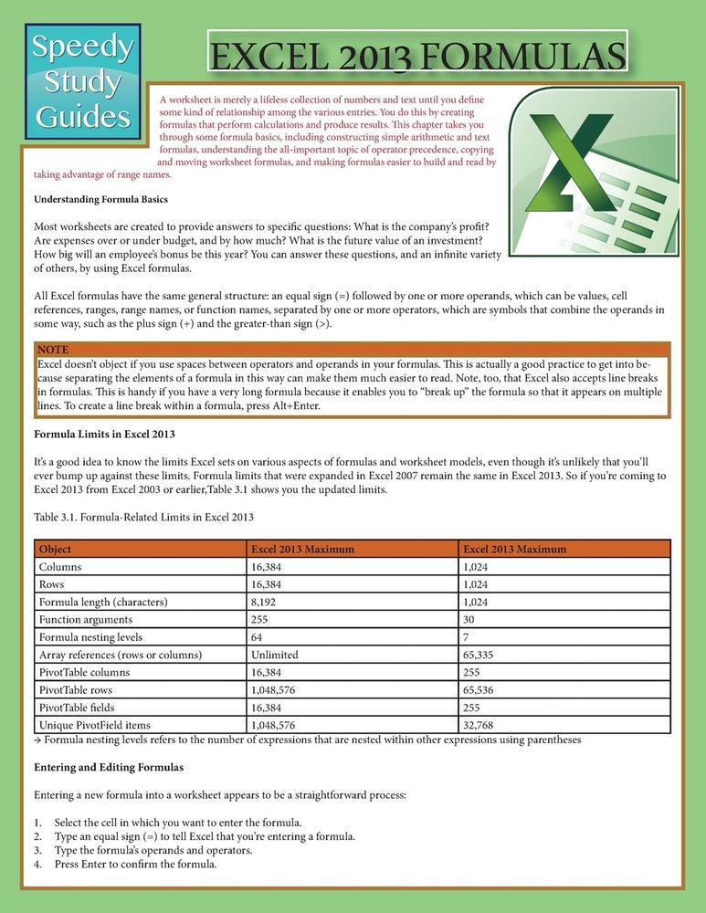 Excel 2013 Formulas (Speedy Study Guide)