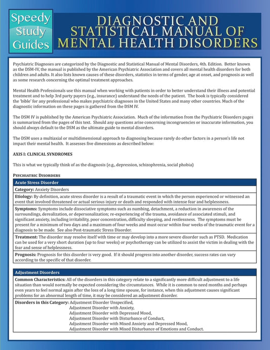 Diagnostic and Statistical Manual of Mental Health Disorders (Speedy Study Guide)
