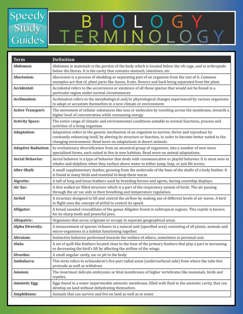 Biology Terminology (Speedy Study Guide)