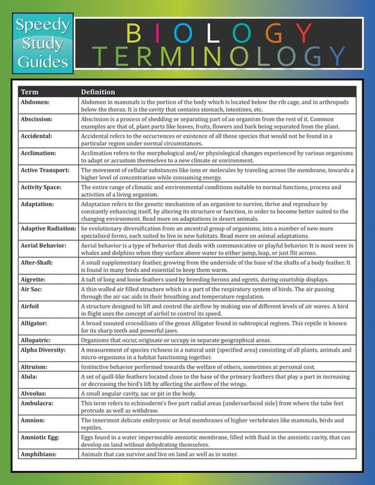 Biology Terminology (Speedy Study Guide)