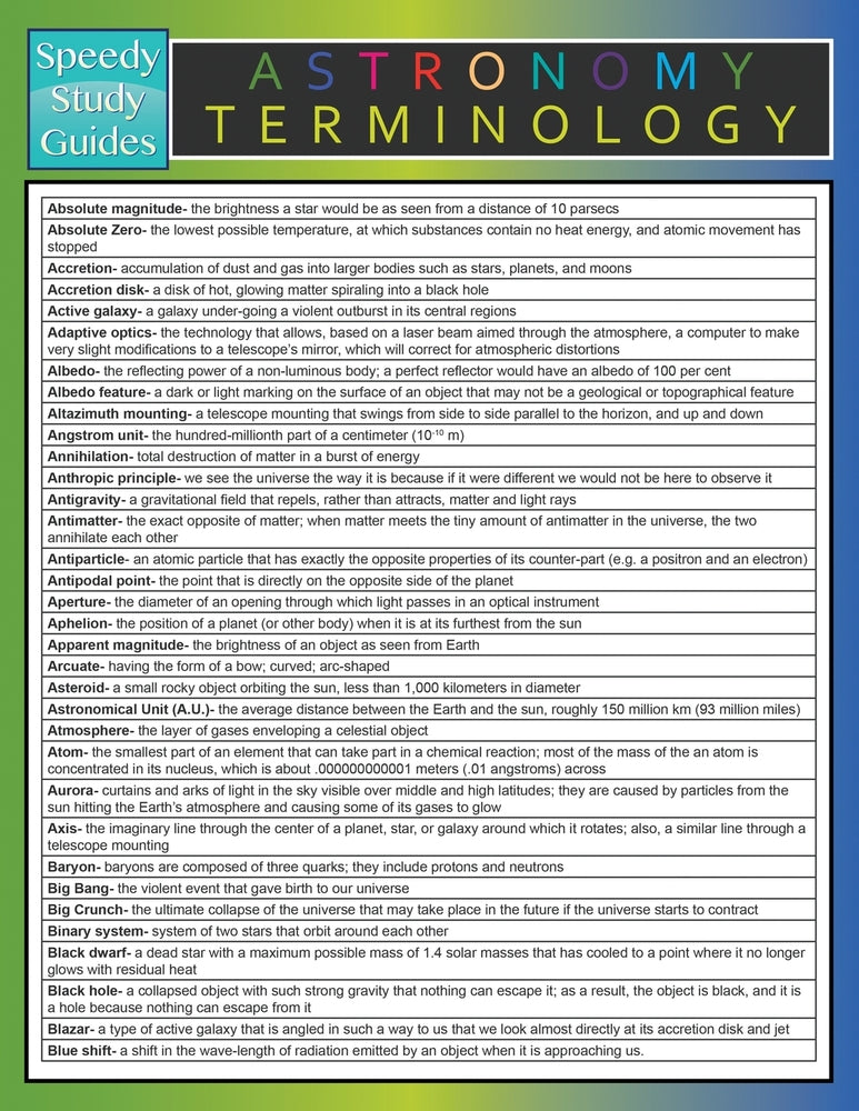 Astronomy Terminology (Speedy Study Guide)