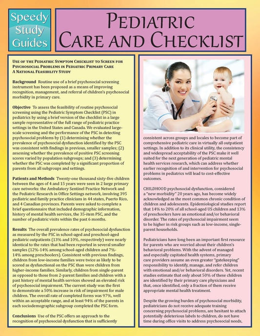 Pediatric Care and Checklist (Speedy Study Guide)