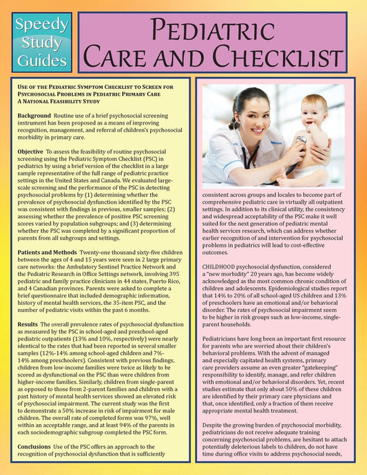 Pediatric Care and Checklist (Speedy Study Guide)