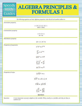 Algebra Principles And Formulas 1 (Speedy Study Guides)