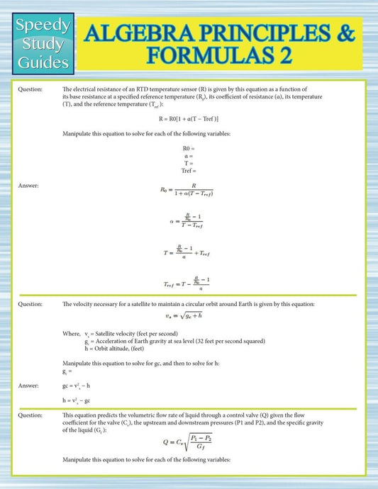 Algebra Principles And Formulas 2 (Speedy Study Guides)