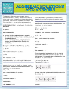 Algebraic Equations And Answers (Speedy Study Guides)