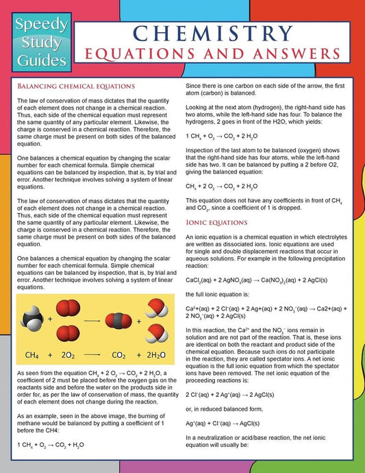 Chemistry Equations And Answers (Speedy Study Guides)