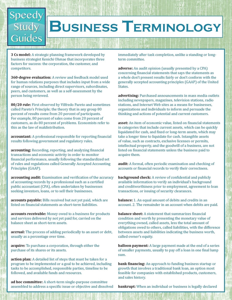 Business Terminology  (Speedy Study Guides)